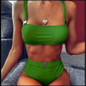 Cheeky green belted bikini